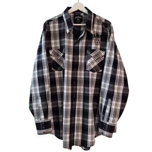 Jack Daniel's Old No. 7 Mens Size XXL Plaid Pearl Snap Long Sleeve Western Shirt